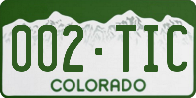 CO license plate 002TIC