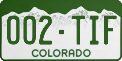 CO license plate 002TIF