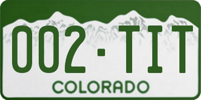 CO license plate 002TIT