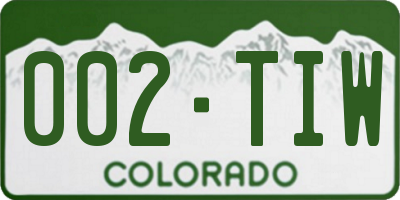 CO license plate 002TIW