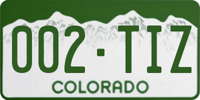 CO license plate 002TIZ