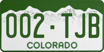 CO license plate 002TJB