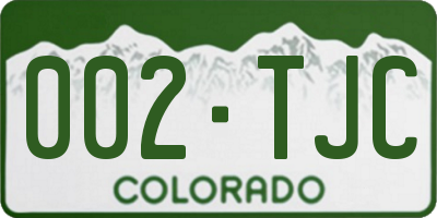 CO license plate 002TJC