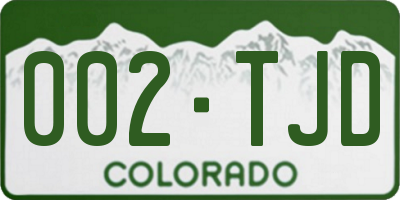 CO license plate 002TJD