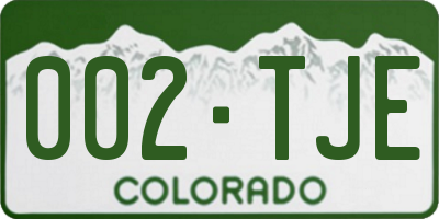 CO license plate 002TJE