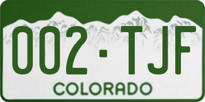 CO license plate 002TJF