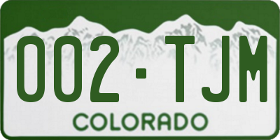 CO license plate 002TJM
