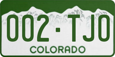 CO license plate 002TJO