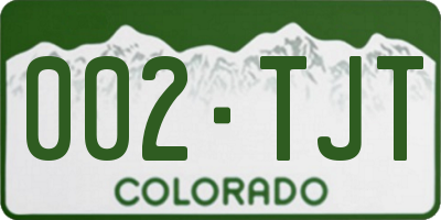 CO license plate 002TJT