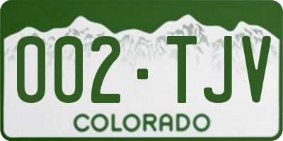 CO license plate 002TJV