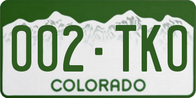 CO license plate 002TKO