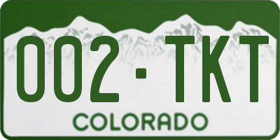 CO license plate 002TKT