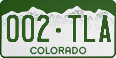 CO license plate 002TLA