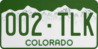 CO license plate 002TLK