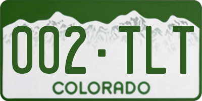 CO license plate 002TLT