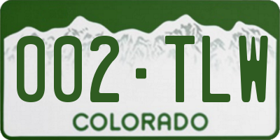 CO license plate 002TLW