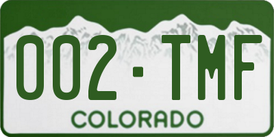 CO license plate 002TMF