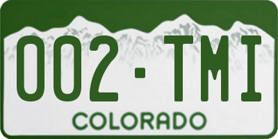 CO license plate 002TMI