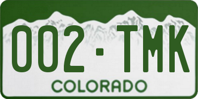 CO license plate 002TMK