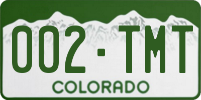 CO license plate 002TMT