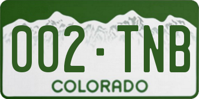 CO license plate 002TNB