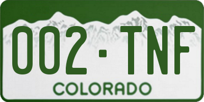 CO license plate 002TNF