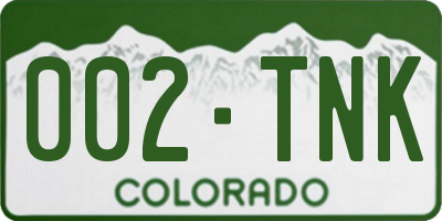 CO license plate 002TNK