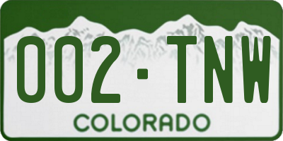 CO license plate 002TNW