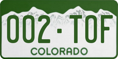 CO license plate 002TOF