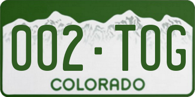 CO license plate 002TOG