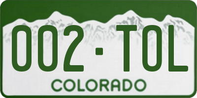 CO license plate 002TOL