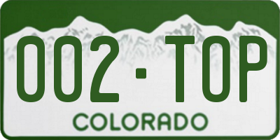 CO license plate 002TOP