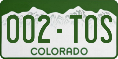 CO license plate 002TOS