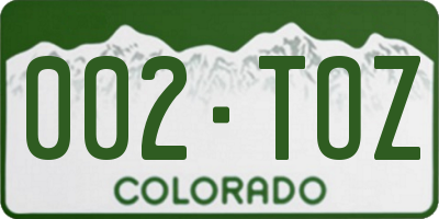 CO license plate 002TOZ