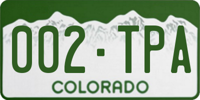 CO license plate 002TPA