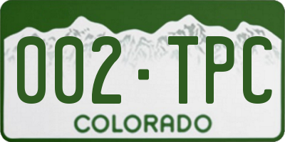 CO license plate 002TPC