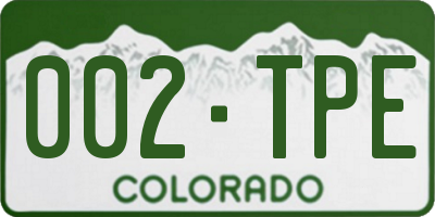 CO license plate 002TPE