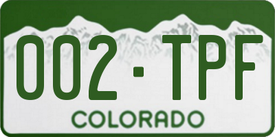 CO license plate 002TPF