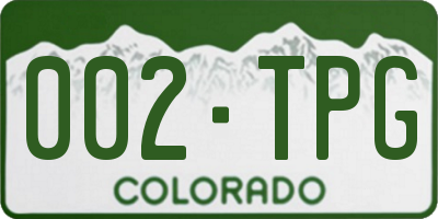 CO license plate 002TPG