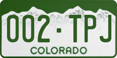 CO license plate 002TPJ