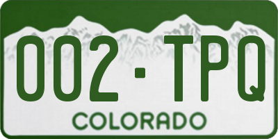 CO license plate 002TPQ