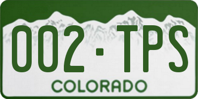 CO license plate 002TPS