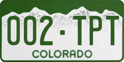 CO license plate 002TPT