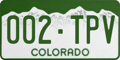 CO license plate 002TPV