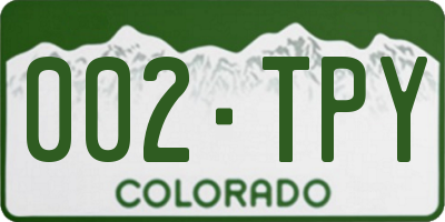 CO license plate 002TPY