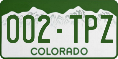 CO license plate 002TPZ