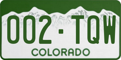 CO license plate 002TQW