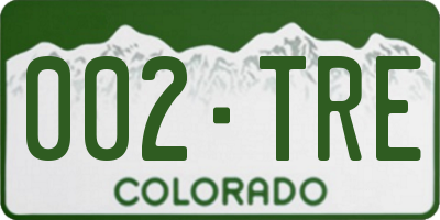 CO license plate 002TRE