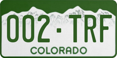 CO license plate 002TRF