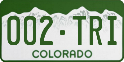 CO license plate 002TRI